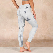 Buddha Stones White Gray Butterfly Print Sports Leggings Women's Yoga Pants - image 3
