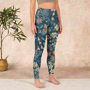 Buddha Stones Casual Daisy Flowers Leaves Print Gym Fitness Leggings Women's Yoga Pants - image 4