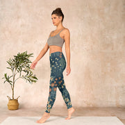 Buddha Stones Casual Daisy Flowers Leaves Print Gym Fitness Leggings Women's Yoga Pants