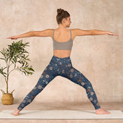 Buddha Stones New York Aster Flowers Leaves Print Gym Fitness Leggings Women's Yoga Pants - image 12