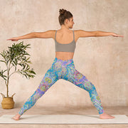 Buddha Stones Blue Pink Green Flower Print Gym Fitness Leggings Women's Yoga Pants - image 11