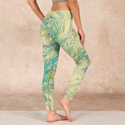 Buddha Stones Blue-green Phoenix Gym Leggings Women's Yoga Pants Leggings BS 2