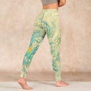 Buddha Stones Blue-green Phoenix Gym Leggings Women's Yoga Pants Leggings BS 4