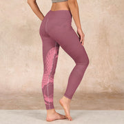 Buddha Stones Pink Snake And Snakeskin Print Gym Leggings Women's Yoga Pants Leggings BS 2