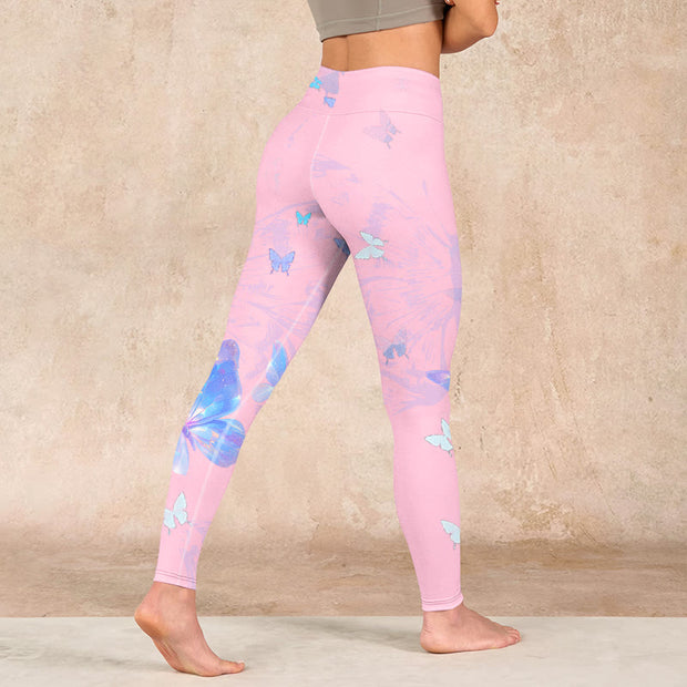 Buddha Stones Butterfly Print Gym Leggings Women's Yoga Pants - image 5