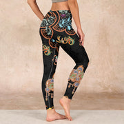 Buddha Stones Mandala Auspicious Clouds Print Gym Leggings Women's Yoga Pants Leggings BS 2