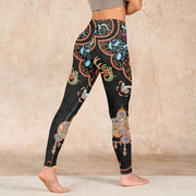 Buddha Stones Mandala Auspicious Clouds Print Gym Leggings Women's Yoga Pants