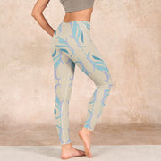 Buddha Stones Blue Purple Green Lines Gym Leggings Women's Yoga Pants - image 3