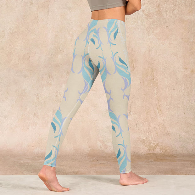 Buddha Stones Blue Purple Green Lines Gym Leggings Women's Yoga Pants - image 5
