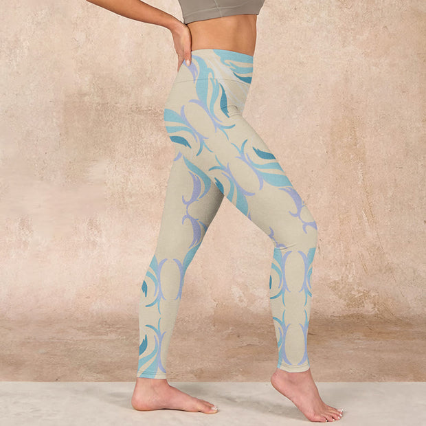 Buddha Stones Blue Purple Green Lines Gym Leggings Women's Yoga Pants - image 17
