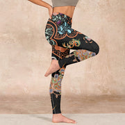 Buddha Stones Mandala Auspicious Clouds Print Gym Leggings Women's Yoga Pants Leggings BS 17