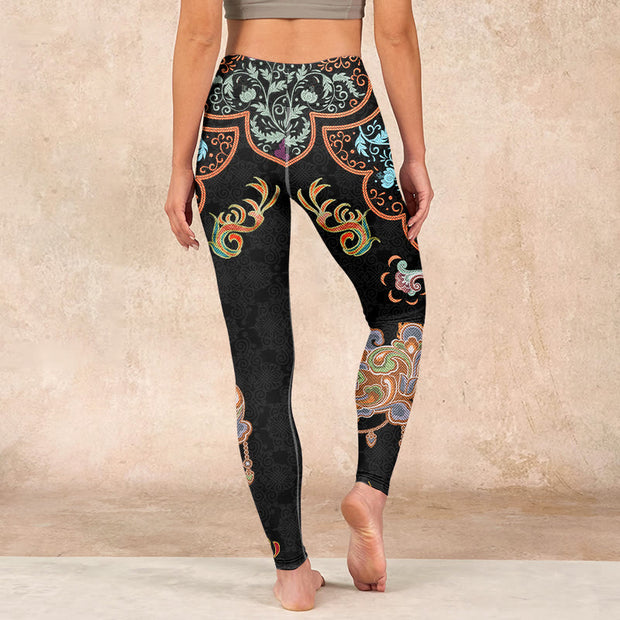 Buddha Stones Mandala Auspicious Clouds Print Gym Leggings Women's Yoga Pants - image 15