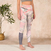 Buddha Stones Withered White Lotus Print Gym Leggings Women's Yoga Pants Leggings BS 3