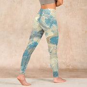 Buddha Stones Chinese Architecture Dark Sea Green Print Fitness Leggings Women's Yoga Pants