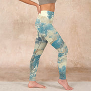 Buddha Stones Chinese Architecture Dark Sea Green Print Fitness Leggings Women's Yoga Pants - image 17