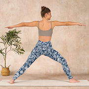Buddha Stones Dark Blue Flower Print Fitness Leggings Women's Yoga Pants - image 11