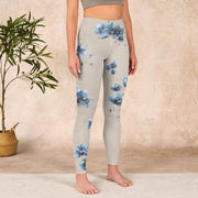 Buddha Stones Dark Blue Flower Gym Leggings Women's Yoga Pants