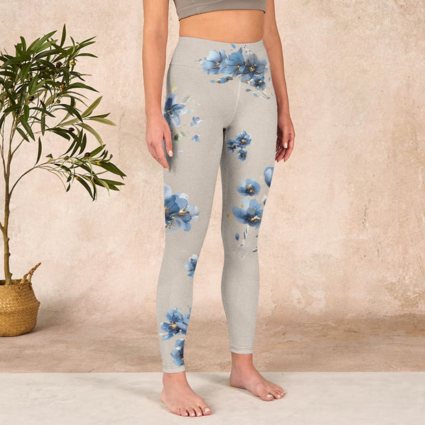 Buddha Stones Dark Blue Flower Gym Leggings Women's Yoga Pants - image 4