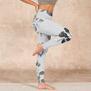 Buddha Stones Black White Rose Gym Leggings Women's Yoga Pants - image 16