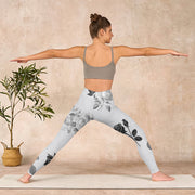 Buddha Stones Black White Rose Gym Leggings Women's Yoga Pants - image 11