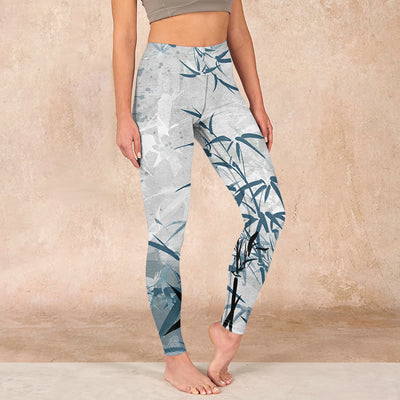 Buddha Stones Bamboo Print Gym Leggings Women's Yoga Pants - WhiteSmoke - US18，UK/AU22，EU50 (4XL) - image 1