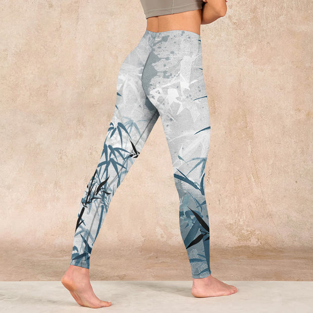 Buddha Stones Bamboo Print Gym Leggings Women's Yoga Pants - image 5