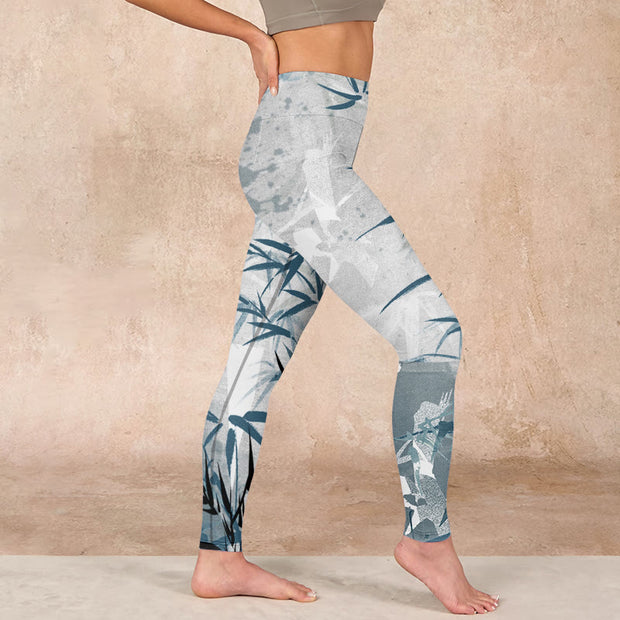 Buddha Stones Bamboo Print Gym Leggings Women's Yoga Pants - image 17