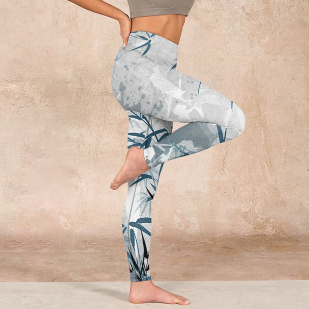 Buddha Stones Bamboo Print Gym Leggings Women's Yoga Pants - image 16