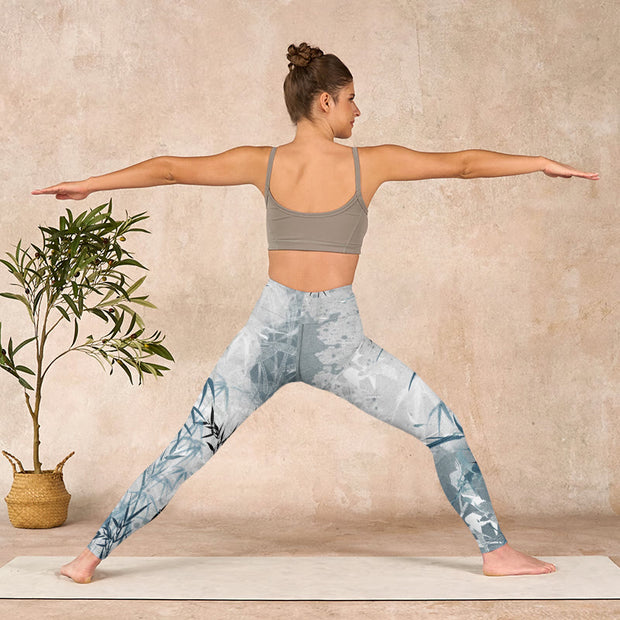 Buddha Stones Bamboo Print Gym Leggings Women's Yoga Pants