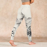 Buddha Stones Ink Bamboo Mountains Print Gym Leggings Women's Yoga Pants