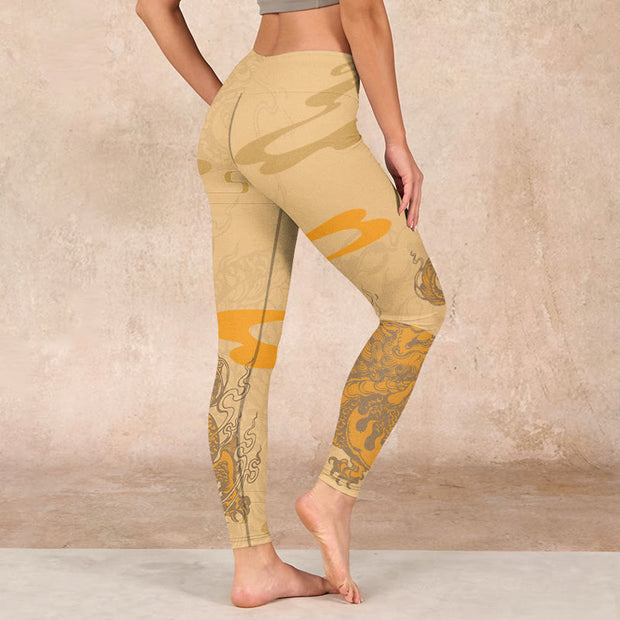 Buddha Stones PiXiu Clouds Pattern Gym Leggings Women's Yoga Pants