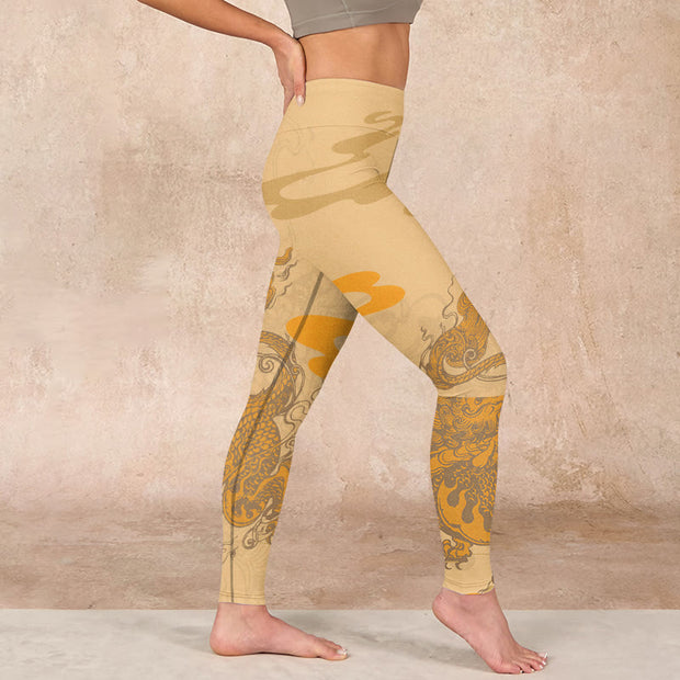 Buddha Stones PiXiu Clouds Pattern Gym Leggings Women's Yoga Pants Leggings BS 17