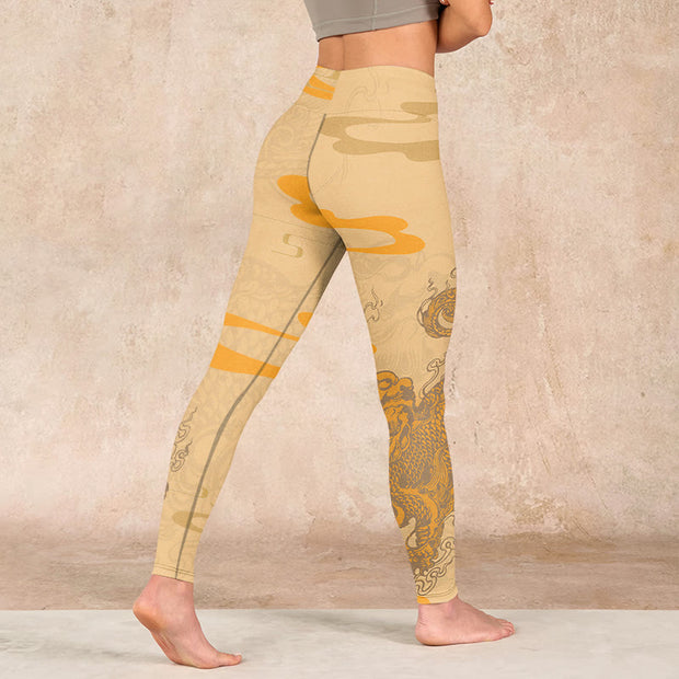 Buddha Stones PiXiu Clouds Pattern Gym Leggings Women's Yoga Pants