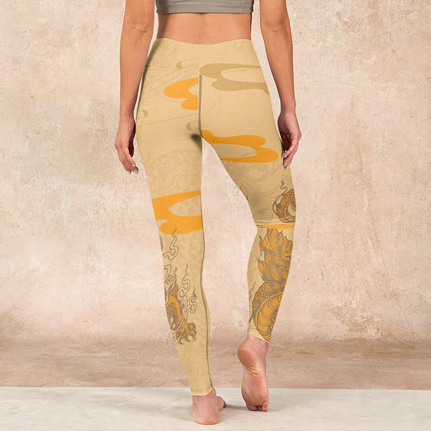 Buddha Stones PiXiu Clouds Pattern Gym Leggings Women's Yoga Pants