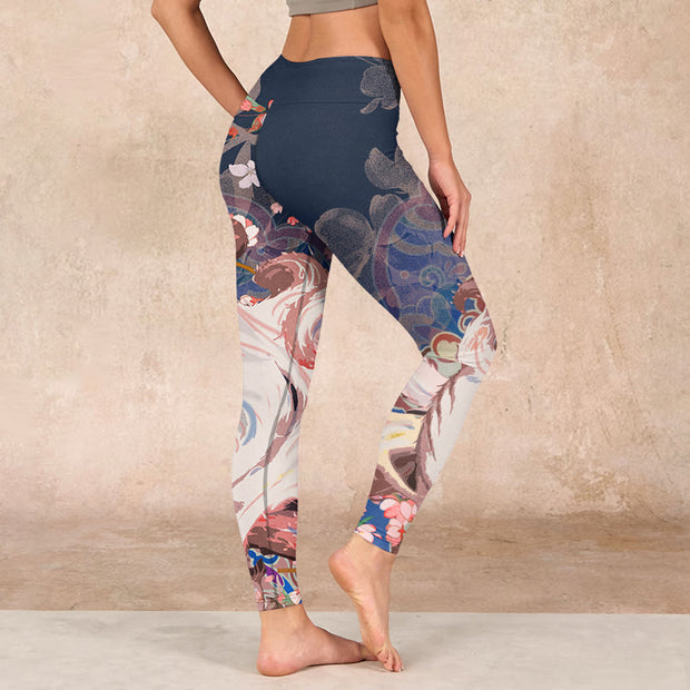 Buddha Stones Fox Cherry Blossoms Gym Leggings Women's Yoga Pants - image 3