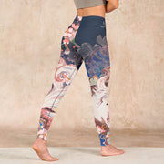 Buddha Stones Fox Cherry Blossoms Gym Leggings Women's Yoga Pants Leggings BS 4