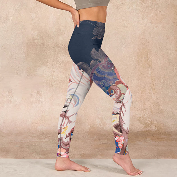 Buddha Stones Fox Cherry Blossoms Gym Leggings Women's Yoga Pants - image 17