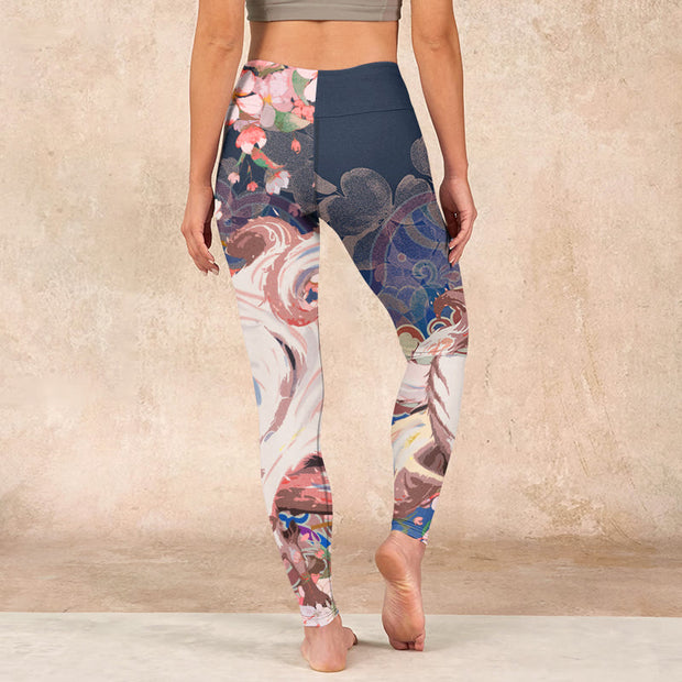 Buddha Stones Fox Cherry Blossoms Gym Leggings Women's Yoga Pants Leggings BS 15