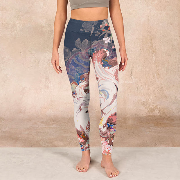 Buddha Stones Fox Cherry Blossoms Gym Leggings Women's Yoga Pants - image 2