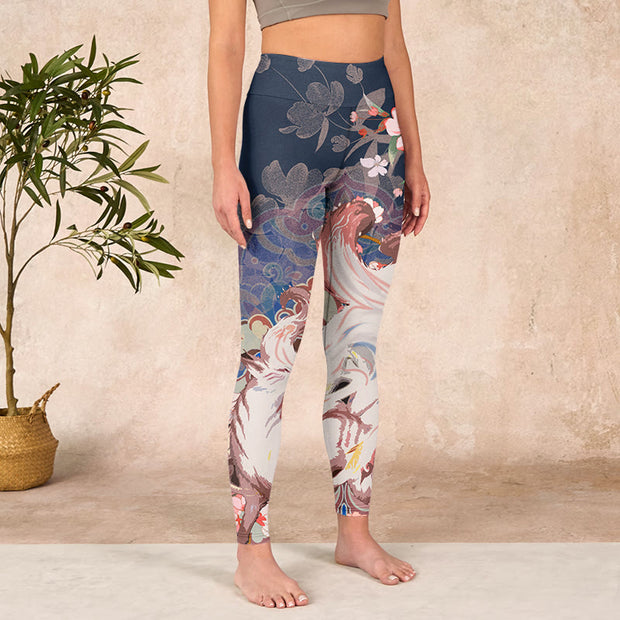 Buddha Stones Fox Cherry Blossoms Gym Leggings Women's Yoga Pants - image 4