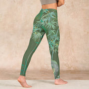 Buddha Stones Green Bamboo Rock Flower Print Gym Leggings Women's Yoga Pants - image 5