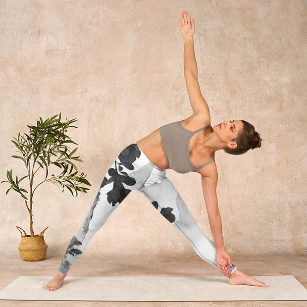 Buddha Stones Ink Painting Trees Mountains Scenery Print Gym Leggings Women's Yoga Pants - image 10