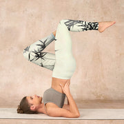 Buddha Stones Ink Painting Bamboo Leaves Print Sports Leggings Women's Yoga Pants