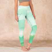Buddha Stones Mint Cream Mountains Wild Goose Print Sports Leggings Women's Yoga Pants - MintCream - US18，UK/AU22，EU50 (4XL) - image 1