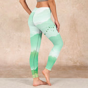 Buddha Stones Mint Cream Mountains Wild Goose Print Sports Leggings Women's Yoga Pants