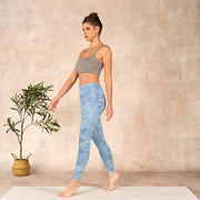 Buddha Stones Blue Flower Sketch Print Sports Leggings Women's Yoga Pants - image 13