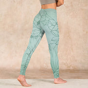 Buddha Stones Green Lotus Flower Print Sports Leggings Women's Yoga Pants - image 5