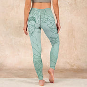 Buddha Stones Green Lotus Flower Print Sports Leggings Women's Yoga Pants - image 17