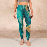 Buddha Stones DarkCyan Natural Landscapes Exercise Leggings Women's Yoga Pants Leggings BS 1