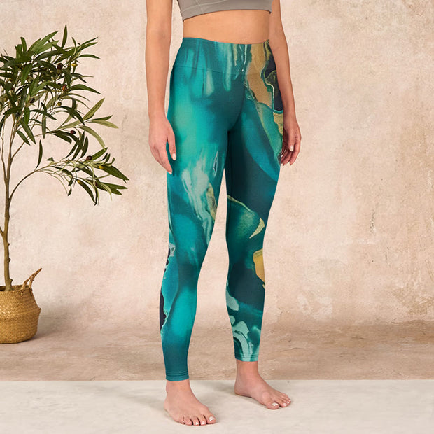 Buddha Stones DarkCyan Natural Landscapes Exercise Leggings Women's Yoga Pants Leggings BS 3